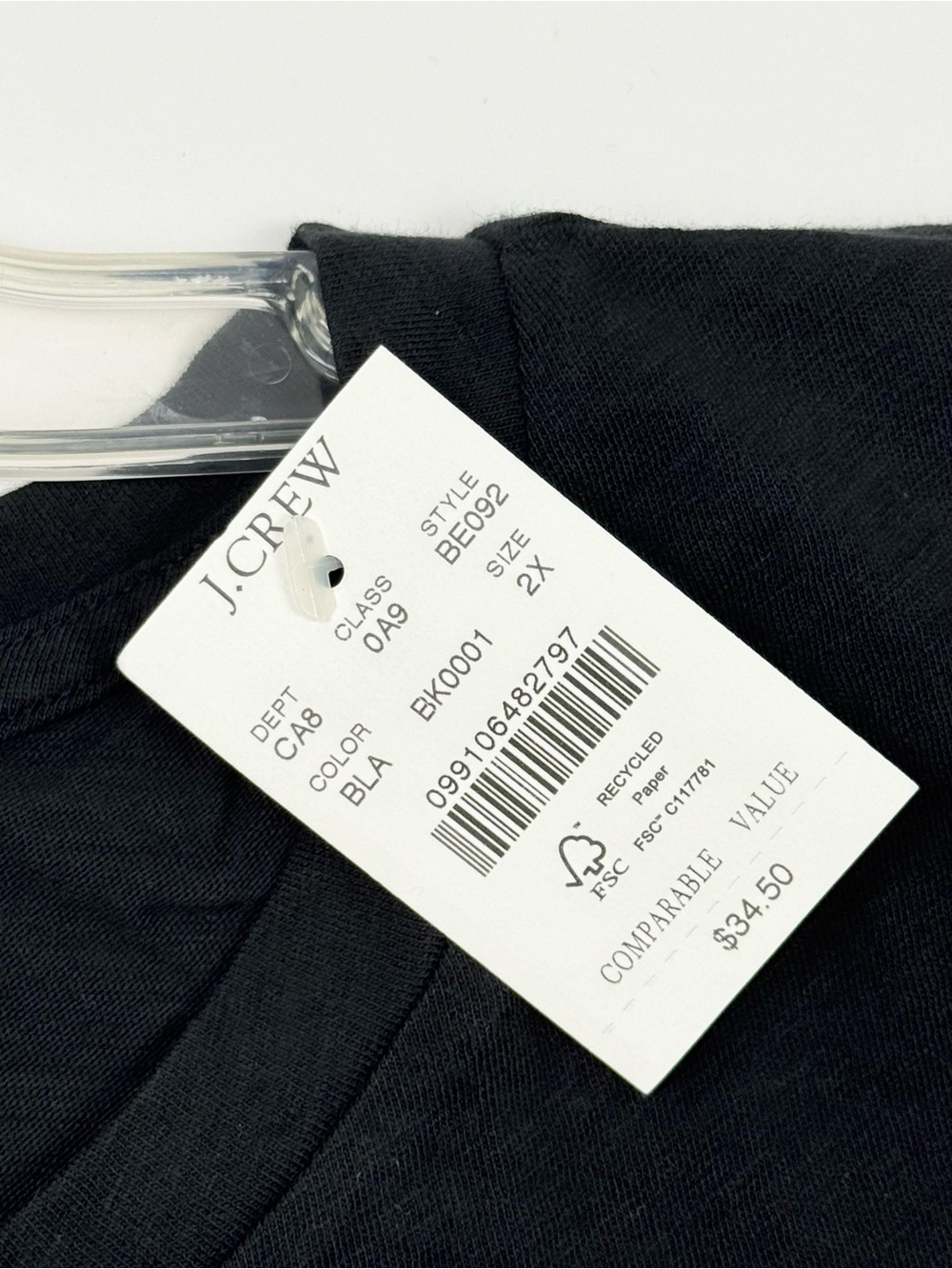 J Crew Factory Black Vintage Slub Cotton Crewneck Tee Shirt, size 2X NWT - Picture 6 of 8